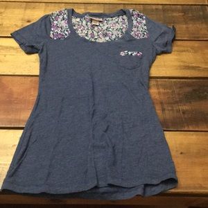 Blue and floral tee shirt